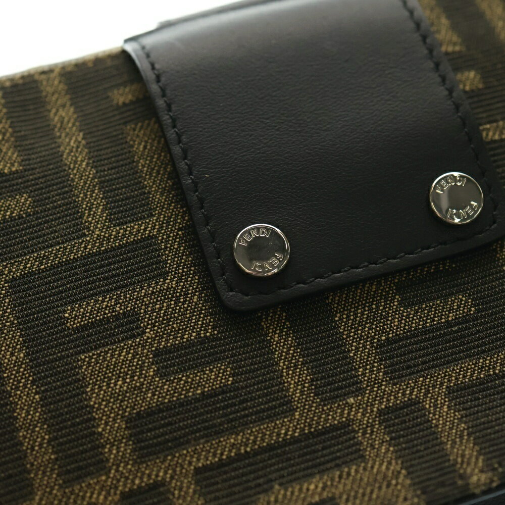 FENDI Baguette Slim Clutch Brown FF Jacquard Shoulder Bag Crossbody Waist Belt - Picture 5 of 6
